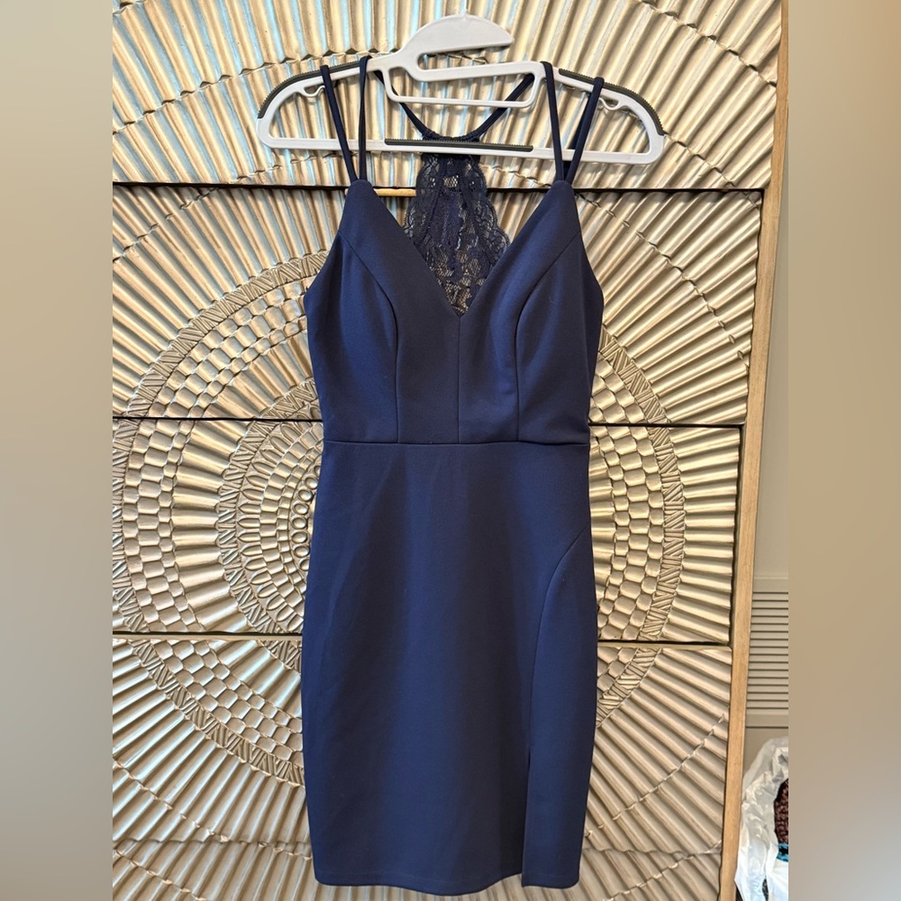 Sequin Hearts Navy Blue Lace Dress 3